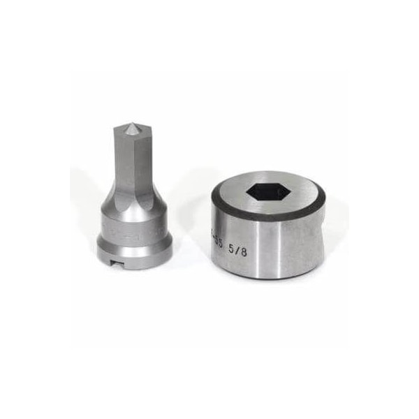 Punch And Die Set,  Hex,  916 In Punch,  1932 In Die Sizes Included,  2 Piece,  For Use With Standard