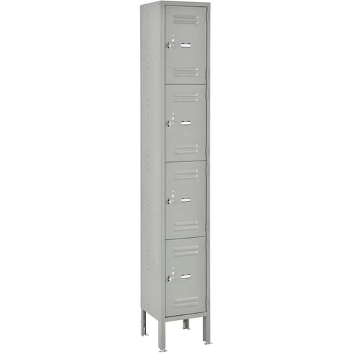 4-Tier 4 Door Box Locker, 12W x 18D x 18H, Gray, Unassembled