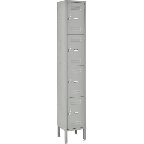 4-Tier 4 Door Box Locker, 12W x 18D x 18H, Gray, Unassembled
