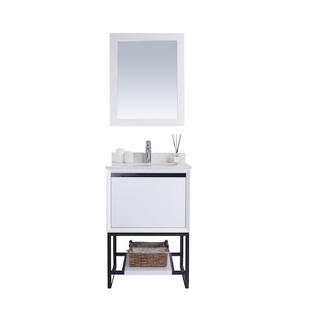 Alto 24,  White Cabinet & White Quartz Countertop