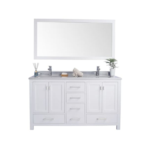 Wilson 60,  White Cabinet & White Stripe Countertop