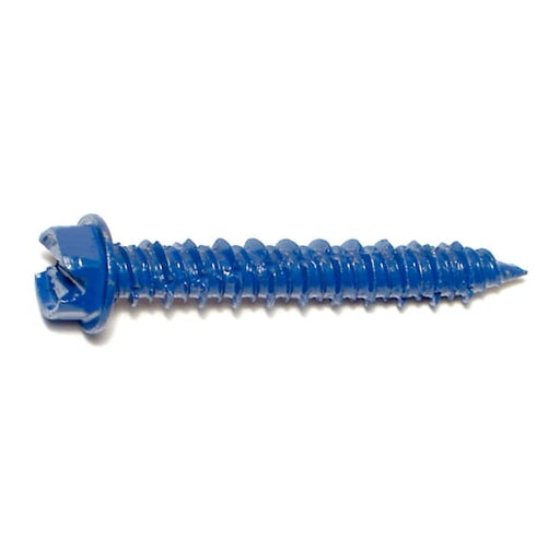Masonry Screw, 1/4" Dia., Hex, 1 3/4 in L, Steel Blue Ruspert, 100 PK