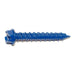 Masonry Screw, 1/4" Dia., Hex, 1 3/4 in L, Steel Blue Ruspert, 100 PK