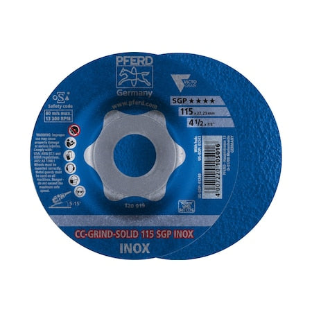 4-1/2" CC-GRIND-SOLID - 7/8" A.H. - SGP INOX VICTOGRAIN-COOL 10PK