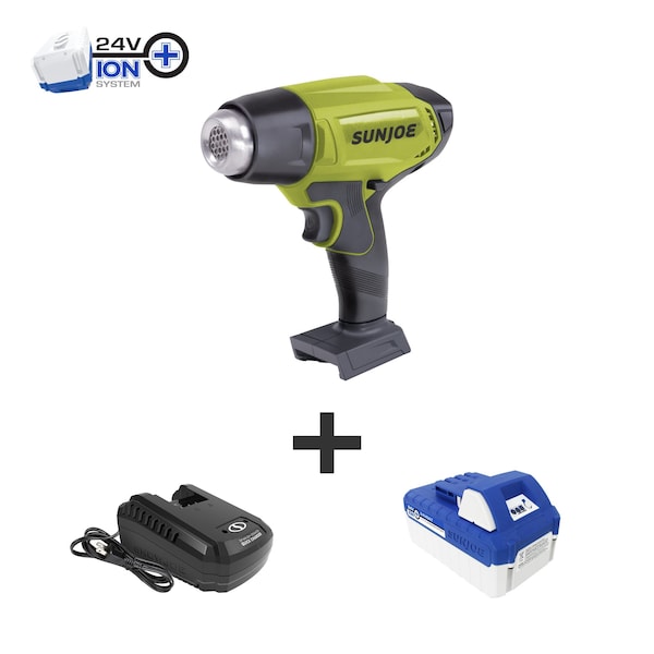 24V Cordless Heat Gun w/Accessories  DIY,  Kit (w/4.0-Amp Battery + Charger)