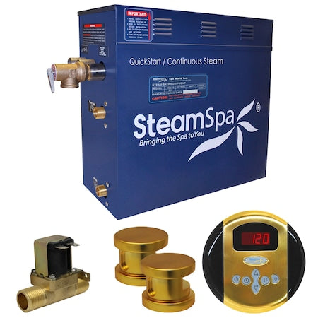 Oasis 12 KW Bath Generator with Auto Drain in Polished Gold
