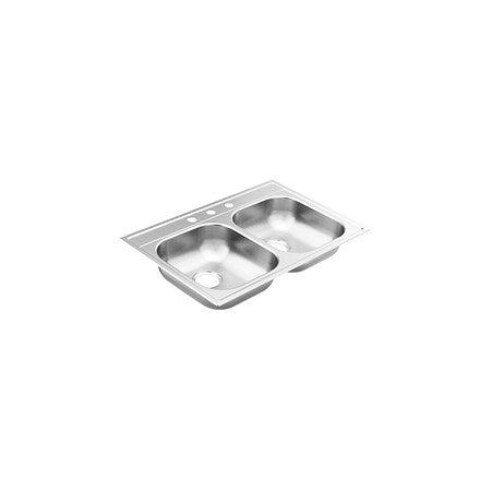 33"X22" Stainless Steel 20 Gauge Double Bowl Drop In Sink