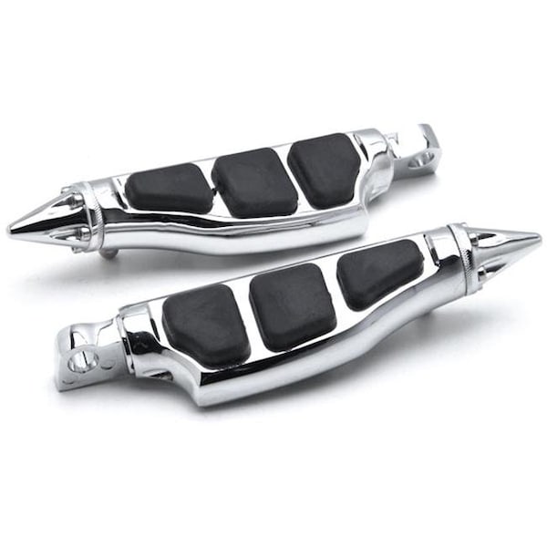 Krator HH013-C Harley Davidson Stiletto Front & Rear Foot Pegs Rests Left & Right Sides; Chrome