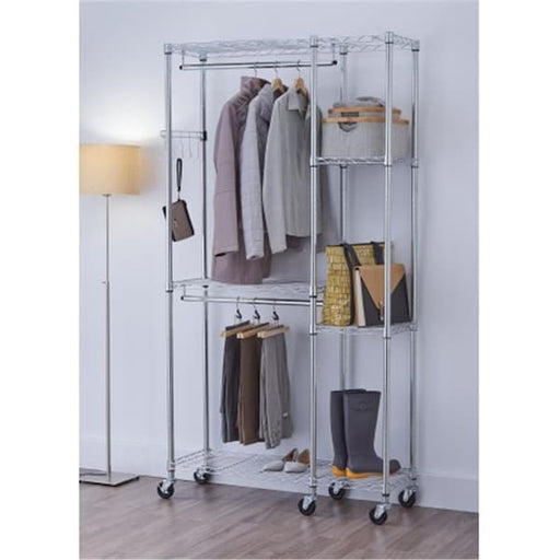 Trinity TBFZ-2702 77 x 41 x 14 in. EcoStorage Mobile Closet Organizer; Chrome
