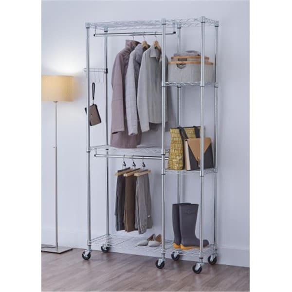 Trinity TBFZ-2702 77 x 41 x 14 in. EcoStorage Mobile Closet Organizer; Chrome