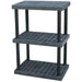 Plastic Shelving Unit,  3 Shelves,  Black