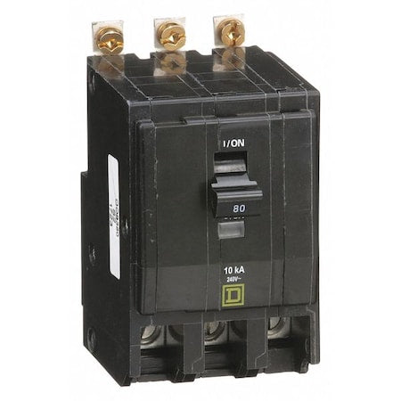 Miniature Circuit Breaker, QO Series, 80A, 3 Pole, 120/240V AC, 10kA at 120/240V AC
