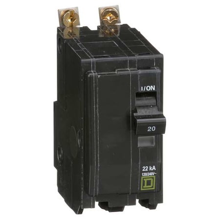 Miniature Circuit Breaker, QO Series, 20A, 2 Pole, 120/240V AC, 22kA at 120/240V AC