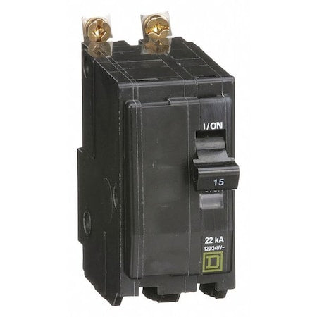 Miniature Circuit Breaker, QO Series, 15A, 2 Pole, 120/240V AC, 22kA at 120/240V AC