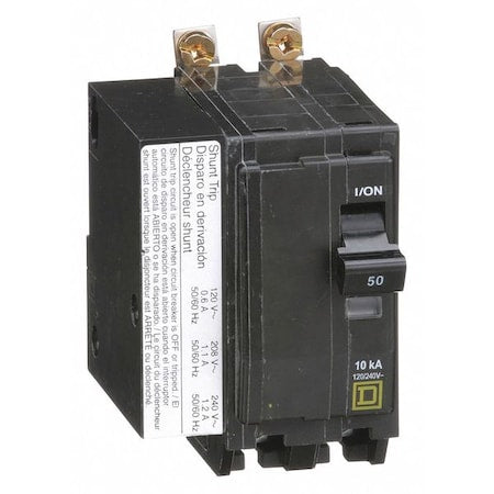 Miniature Circuit Breaker, QO Series, 50A, 2 Pole, 120/240V AC, 10kA at 120/240V AC