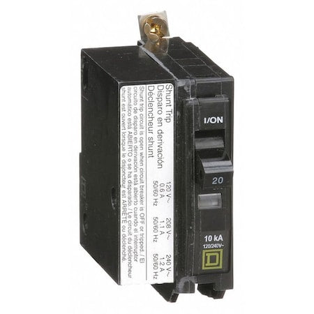 Miniature Circuit Breaker, QO Series, 20A, 1 Pole, 120/240V AC, 10kA at 120/240V AC