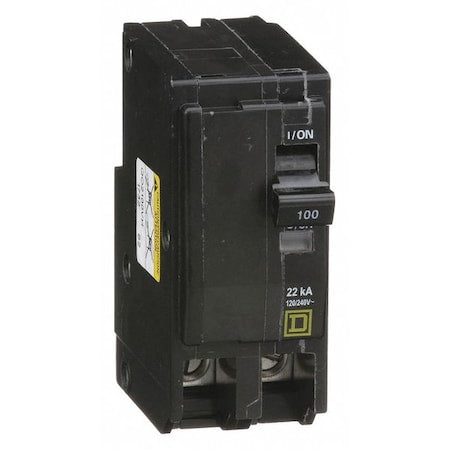 Miniature Circuit Breaker, QO Series, 100A, 2 Pole, 120/240V AC, 22kA at 120/240V AC