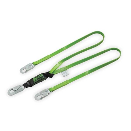 Manyard(TM) II Liquid Repellant Shock Absorbing Lanyard, 6 ft. Length, Snap Hook, Steel, 2 Leg(s)