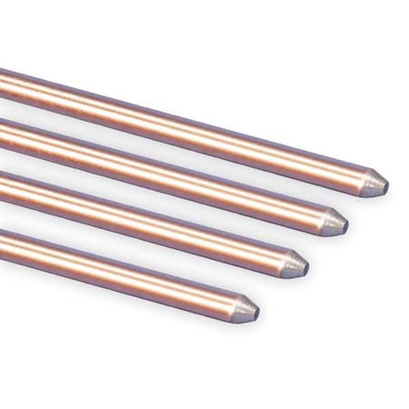 Pointed End Ground Rod, 5/8 in Dia, 8 ft L, Copper Bonded Steel