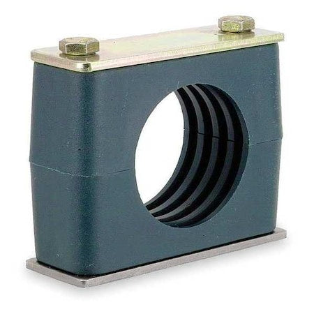 Vibration Dampening Beta Clamp, Single, 1-1/4 in Copper Tube, Steel Clamp, Poly Cushion, Weld-On