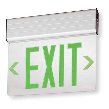 Edge-lit Exit Sign, Silver, 1 Face(s), LED, Universal Mount, Not Battery Powered