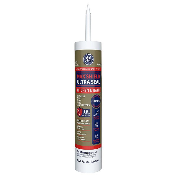 Kitchen & Bath Caulk,  10.1 oz,  Cartridge,  White,  Acrylic Base
