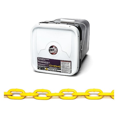 1/4" Grade 30 Proof Coil Chain, Yellow Polycoat, 75' per Square Pail