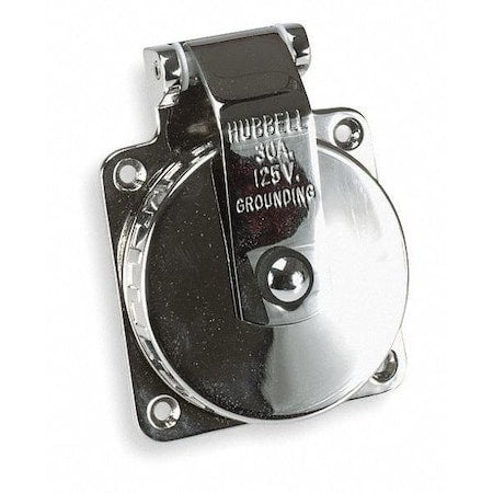 Flanged Locking Inlet, 30 A, 125V AC, Single Phase, 2 Pole, Flush Mount, Screw Terminals, Silver