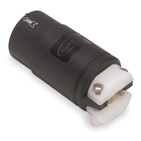Locking Connector, 20 A, 125V AC, Single Phase, 2 Pole, Screw Terminals, Black