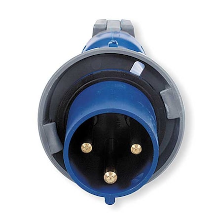 Watertight Pin & Sleeve Plug, 30 A, 250V AC, Single Phase, 2 Pole, IEC Grounding, Blue, NEMA 4X