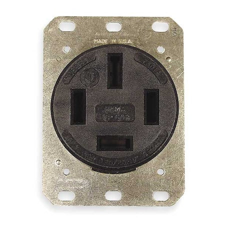 Straight Blade Receptacle, 18-60R, 60 A, 120/208V AC, 4 Pole, 4 Wire, Flush Mount, Non-Grounded