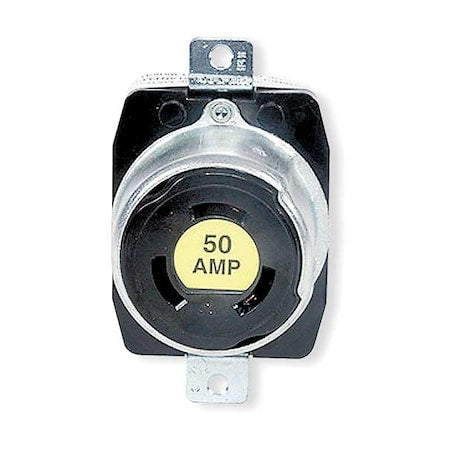 Locking Receptacle, Non-NEMA, 50 A, 250/600V AC, Single Phase, 3 Pole, Flush Mount, Screw Terminals