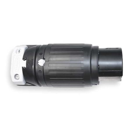 Locking Connector, Non-NEMA, 50 A, 250V DC/600V AC, Single Phase, 2 Pole, Screw Terminals, Black