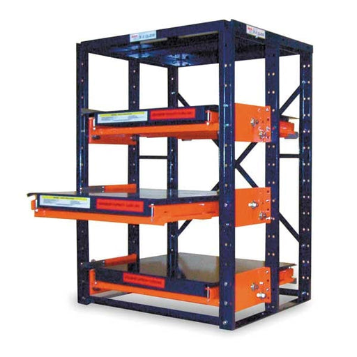 Roll Out Shelving, 48"D x 48"W x 72-1/2"H, 3 Shelves, Blue