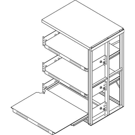 Roll Out Shelving, 36"D x 48"W x 84-1/2"H, 4 Shelves, Blue