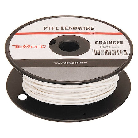 High Temp Lead Wire, PTFE, 14 AWG, White, 100 ft