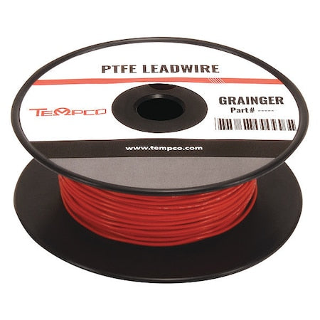 High Temp Lead Wire, PTFE, 14 AWG, Red, 250 ft