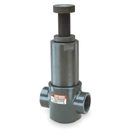Pressure Regulator, 1/2", PVC/FPM, Threaded, Adjustable 5-75 psi