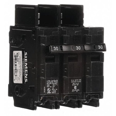 Miniature Circuit Breaker, BQ Series, 30A, 3 Pole, 240V AC, 10kA at 240V AC