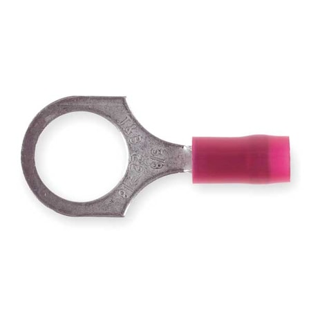 Ring Terminal, 1/2 in Stud Size, 16 AWG, 600 V, Nylon Insulated, Red, Crimp Termination Only