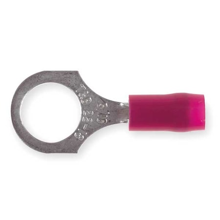 Ring Terminal, 5/16 in Stud Size, 16 AWG, 600 V, Nylon Insulated, Red, Crimp Termination Only