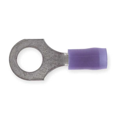 Ring Terminal, 1/4 in Stud Size, 14 AWG, 600 V, Nylon Insulated, Blue, Crimp Termination Only