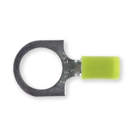 Ring Terminal, 1/2 in Stud Size, 10 AWG, 600 V, Nylon Insulated, Yellow, Crimp Termination Only