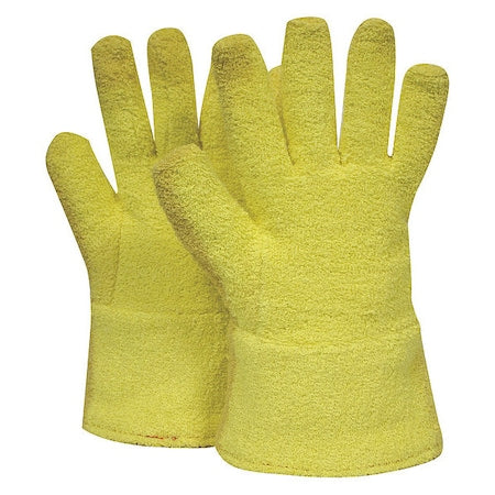 Heat Resistant Gloves, Terry Cloth/Kevlar(R), 500 Degrees F Max Temp., Yellow, One Size Fits Most