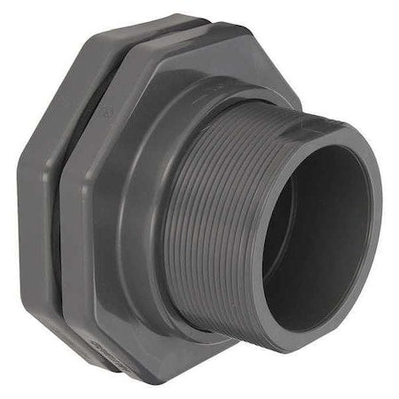 Bulkhead Tank Fitting, 4", PVC/EPDM, Socket x Socket