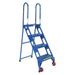 61.5625 H Carbon Steel Folding Ladder With Wheels, 4 Steps