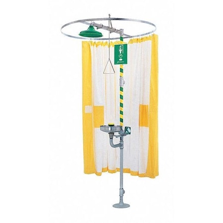 Shower Curtain, Tyvek, Yellow, For Use With, Shower, Shower with Eyewash