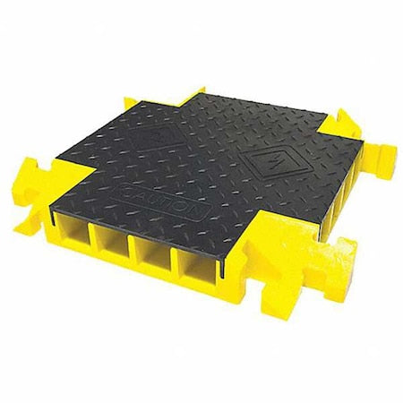 Cable Protector Intersection, 4 in H, 2 ft L, 24 in W, 4 Channel, Polyurethane, Black, Yellow