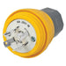 Watertight Locking Plug, L15-30P, 30 A, 250V AC, Three Phase, 3 Pole, Screw Terminals, Yellow