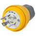 Watertight Locking Plug, L17-30P, 30 A, 600V AC, Three Phase, 3 Pole, Screw Terminals, Yellow